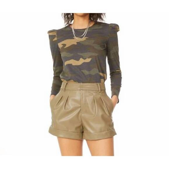 NEW GENERATION LOVE georgie vegan leather short in army